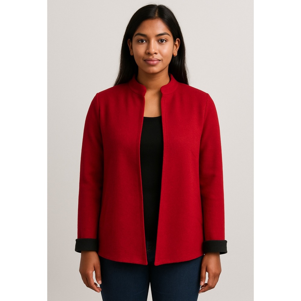 Vtg Talbots Wool Cashmere Topper Jacket Size 12 Open Front Office Corpcore Red‎